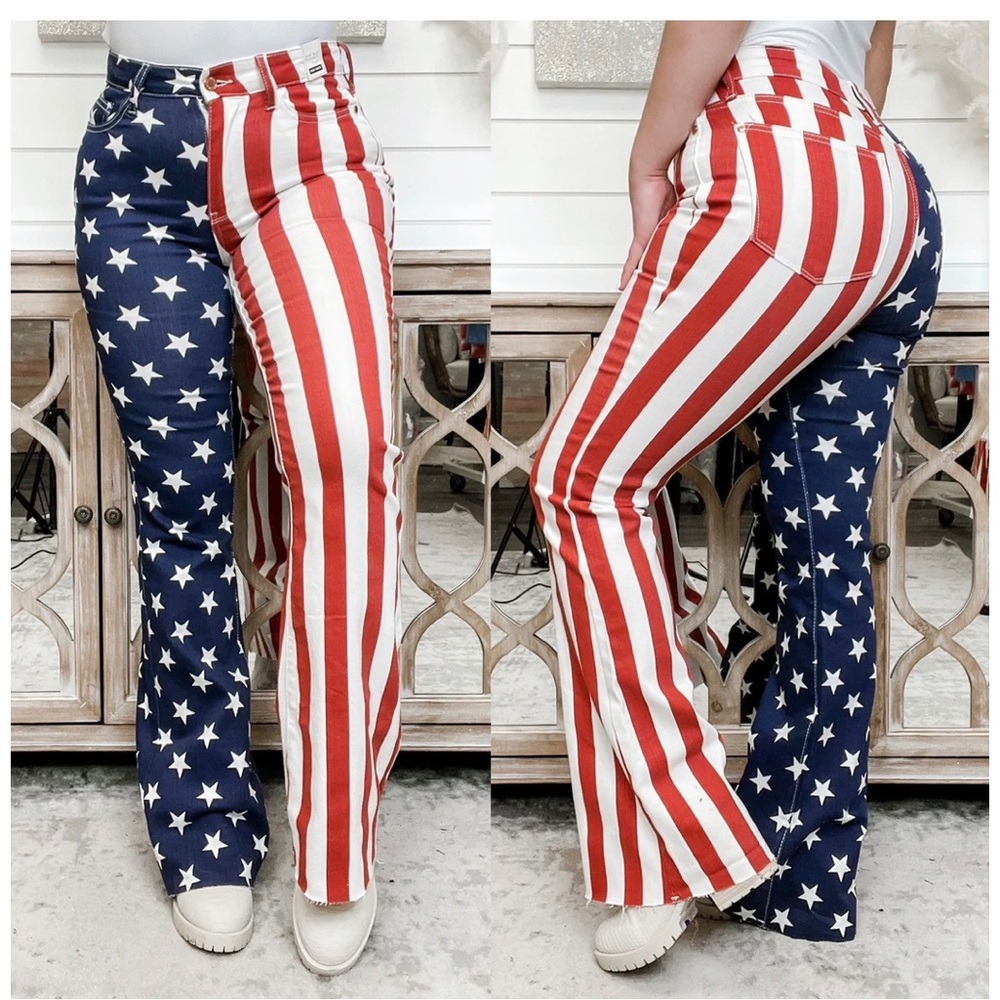 Judy Blue Flare Jeans NWT 16W Flag Memorial Day 4th of July Patriotic Judy Blue